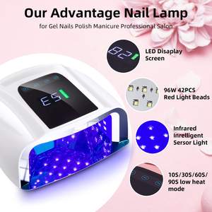 Lampe UV LED rechargeable pour ongles, 108W, sécheuse de gel portable à double lumière, séchage rapide, vente en gros - Product Image 2