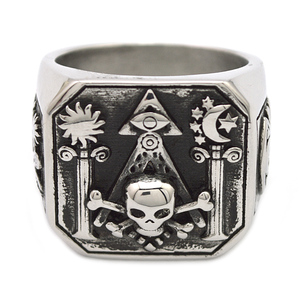 Retro Style Silver <strong>Rings</strong> Jewelry Mens Stainless Steel Skull <strong>Mason</strong> <strong>Rings</strong> Punk Finger <strong>Rings</strong> - Product Image 1
