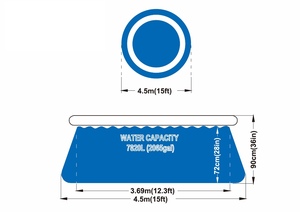 Piscina Inflable Avenli <span class=keywords><strong>de</strong></span> Alta Calidad <span class=keywords><strong>de</strong></span> 4.57x90cm (15 pies) para Exteriores, Piscina Elevada Familiar para Jardín y Patio Trasero, Piscina <span class=keywords><strong>de</strong></span> Verano para Jugar en el <span class=keywords><strong>Agua</strong></span> - Product Image 2