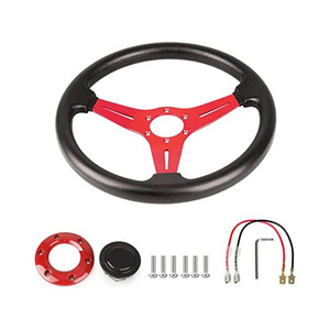 พวงมาลัยรถแข่งแบบดิชลึก 14 นิ้ว 350 มม. รุ่นใหม่ - หนัง PU และอะลูมิเนียมอัลลอยด์ สำหรับรถดริฟท์ ผลิตในประเทศจีน - Product Image 3