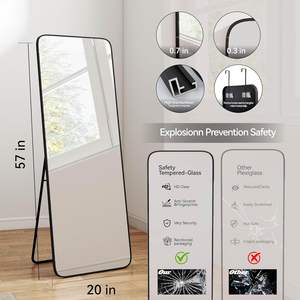 Espejo de Cuerpo Entero 57x20 con Marco Metálico Rectangular, Espejo de Maquillaje y Vestidor para Colgar en la Puerta o de Pie - Product Image 4