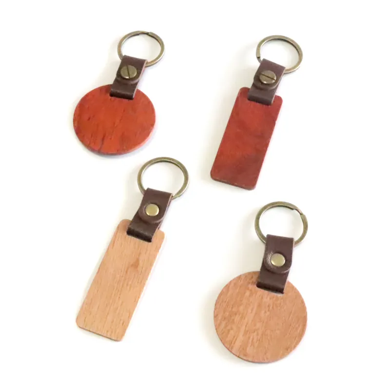 In-stock Wood Keychain Blank Custom DIY Keychain Wooden For Engraving Wood Bar Keychains Blank For Engraving