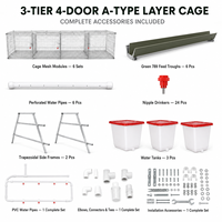 Nouvelle cage à poules HAOKAI galvanisée de type A à 3 niveaux et 4 portes pour 96 poules, système d'abreuvement par tétine, grande capacité, design peu encombrant