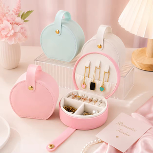Personalized Small Portable Custom Logo Luxury Pu Leather Jewelry Storage Box Earrings <b>Ring</b> Necklace Organizer Jewelry <b>Boxes</b> - Product Image 4