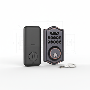<span class=keywords><strong>Serrure</strong></span> de porte intelligente, entrée sans clé avec accès par mot de passe et clé, finition noir mat - Product Image 1