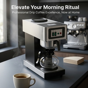 Cafetière électrique à filtre, qualité professionnelle, en acier inoxydable, style américain, avec carafe en verre - Product Image 2