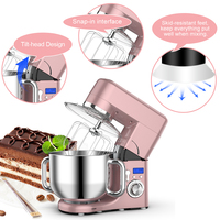 Robot pâtissier domestique haute puissance 1500W, bol mélangeur planétaire 6L, crochet pétrisseur, 8 vitesses, moteur en cuivre