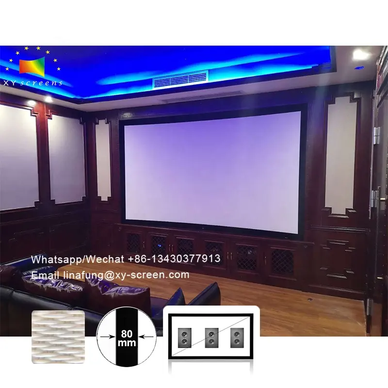 Xyscreen 4K Hometheater 2.35:1/16:9 Akustik Transparan Layar Proyektor Hitam Beludru Bingkai Tetap untuk HI FI Homecinema Di Layar