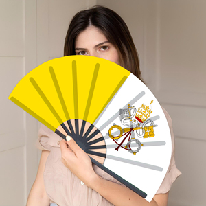 Abanicos Plegables de Plástico con la Bandera del Vaticano al por Mayor, Abanico de Mano para Carnaval, Boda, Festival, Fiesta, Agencia de Viajes - Product Image 5