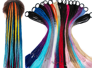 Coletas sintéticas de colores, 60cm, 50g, 12 hebras por paquete, trenzadas con anillo de ganchillo, sintético trenzado Jumbo - Product Image 5