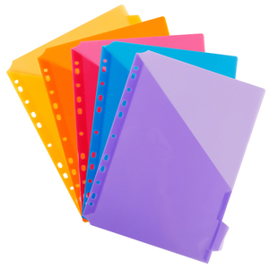 Eagle ZP5PA-A4 Office Plastic Single Pocket Plastic <b>Divider</b>, Letter Size, 5 Multi-Color Tabs Fits for Standard 3-Ring Binders - Product Image 1