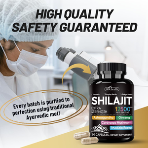 Hữu cơ tự nhiên shilajit bổ sung cho nam giới sản xuất rêu biển Ashwagandha shilajit viên nang Rhodiola Rosea Panax người lớn - Product Image 3