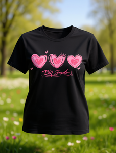 T-shirt da donna Big Smile con stampa a cuore di San Valentino, girocollo, manica corta, casual, traspirante, in cotone leggero, primavera estate - Product Image 2