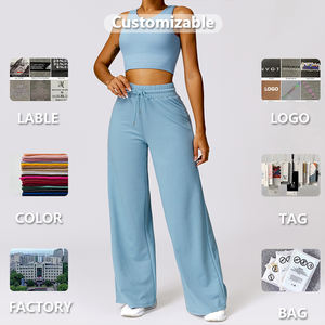 XW-ATZ8002 ملابس رياضية بالجملة، بنطلون يوجا مريح مع حمالة صدر مبطنة، طقم ملابس رياضية نسائية من قطعتين - Product Image 5