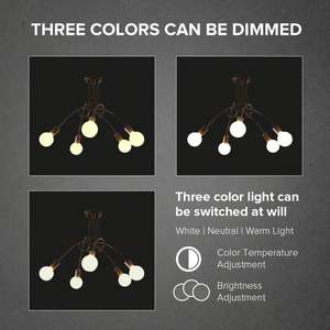 โคมไฟแก้วทรงกลมสำหรับตกแต่งบ้านสีทองสไตล์นอร์ดิกโคมไฟระย้า10ดวงโคมไฟเพดานกึ่งฟลัชติด - Product Image 4