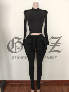 Custom LogoTwo Piece <strong>Set</strong> Fall Clothes Loungewear Crop Jacket <strong>Matching</strong> Flare Pants <strong>Set</strong> 2 Piece <strong>Set</strong> Tracksuits <strong>Jogger</strong> for Woman - Product Image 4