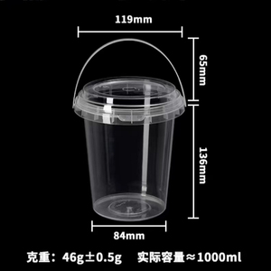Contenedores de tazas de fruta transparentes de plástico de gran tamaño populares Cubo de té de leche con tapas para ensalada de frutas - Product Image 5