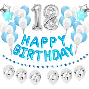 Umiss kağıt balon seti 18 yaş doğum günü partisi dekorasyon erkek ya da kız parti malzemeleri altın pembe mavi tema parti kitleri