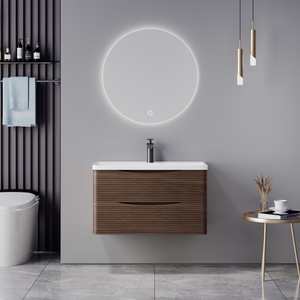Meuble de salle de bain mural en contreplaqué avec tiroirs de rangement, miroir et lavabo pour usage domestique - Product Image 2