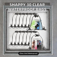 Shappy 30 Sacs à Dos Transparents à Cordon Coulissant en PVC Imperméable, Sacs de Stade en Polyester Capacité 16,5L pour la Gym et les Voyages (Noir)