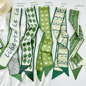 Diadema Coreana Serie Verde para Mujer, Versátil, Larga, con Decoración Floral, Pañuelo para el Cuello, Cinta para el Cabello para el Verano - Product Image 1