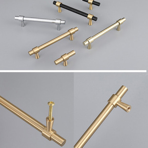 Nordic Modern Minimalist Brass Long Solid Double Hole Drawer Door Handle Small Brass Handle <b>for</b> Cabinet Wardrobe Closet Usage - Product Image 3