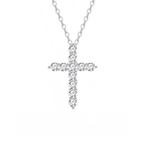 Mode 925 Sterling Silver Petit Grand Collier <span class=keywords><strong>Croix</strong></span> pour Femmes Chaîne <span class=keywords><strong>Croix</strong></span> Plaqué Rhodium - Product Image 2
