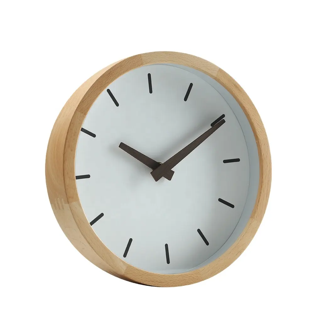 Wholesales Quartz Simple Design Wooden Frame Home Decorative Wall Clock