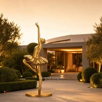 Sculpture de ballerine en bronze de 200 cm, fontaine personnalisée, statue de danseuse de ballet, décoration extérieure pour jardin, villa, hôtel, vente en gros