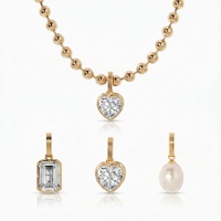 Collier personnalisé en acier inoxydable avec breloques interchangeables, pendentif cœur, perle, cristal, étanche, hypoallergénique, PVD