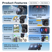 SECTEC 20W double objectif 36x Zoom 6MP 3K 4G caméra solaire extérieure IP66 boîtier en métal caméra Ptz détection humaine caméra de vidéosurveillance de sécurité