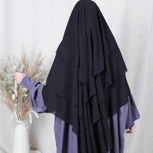 2295 #   Nouveauté : Hijab pour femmes à 3 couches, en mousseline de soie de qualité supérieure, hijabs longs, châles basiques pour femmes musulmanes, robes Abaya assorties, 15 couleurs - Product Image 3
