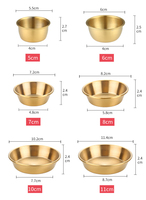 Bols à sauce pour sushi en acier inoxydable SS304 18/8, résistants au lave-vaisselle, 7cm, 8cm, 10cm, 11cm