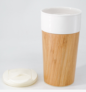 Tasse en céramique de sublimation de haute qualité avec coque en bambou, capacité de 350 ml/12 oz, tasses en porcelaine avec couvercle réglable - Product Image 6
