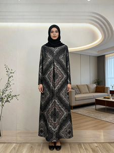Traditional Modest Rayon Abaya Muslim Women Dress Loose Ankle Length Long Sleeves Geometric <strong>Vintage</strong> Casual Business Evening - Product Image 5