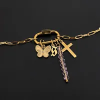 Bracelet en acier inoxydable eManco style bohème, papillon tendance, éléments en cristal violet pour bijoux quotidiens, vente en gros