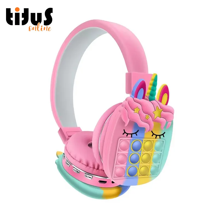 Ah806 Wireless Pop It Headset Toddler Pink Cat Kids Unicorn Headphone For Girls Headband Popit Headphones