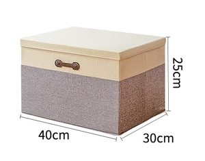 30L Foldable Cotton Linen Storage <b>Bins</b> with Lids Fabric Stackable Storage Organizer Box for Organizing Bedroom Closet - Product Image 6