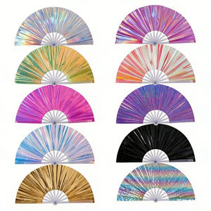Éventail pliant en plastique personnalisé pour mariage et fête, en <span class=keywords><strong>film</strong></span> PVC laser disco - Product Image 2