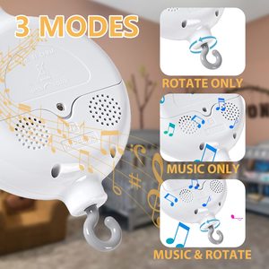 Motor móvil de cuna con batería y control de volumen de 12 canciones de cuna largas personalizadas, caja de música móvil giratoria para bebé para Baby Shower - Product Image 2