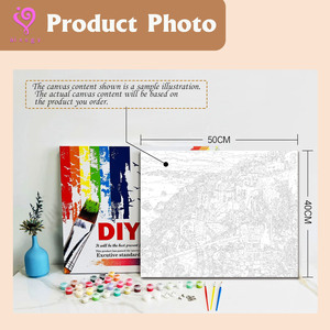 Kit de Pintura por Números, Pintura al Óleo DIY, 40*50cm, Santorini Nocturna, Pueblo Marino, Decoración de Pared para el Hogar - Product Image 5