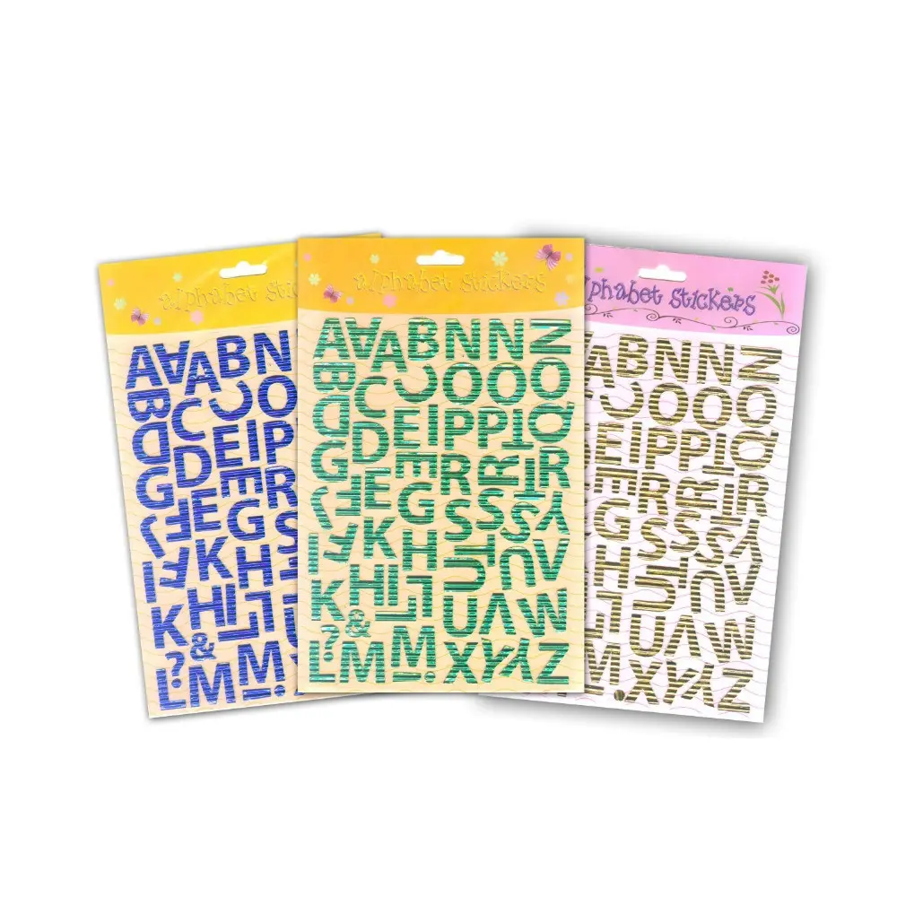 Детские милые английские буквы, ПВХ Пышные наклейки и блестящие буквы алфавита