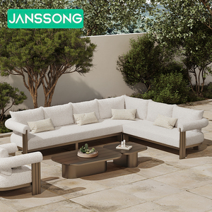 Juego de sofás en forma de L de aluminio Rosert Villa Patio Sofá al aire libre Hotel Jardín Muebles de exterior <span class=keywords><strong>Bar</strong></span> Juegos de jardín Muebles de metal modernos - Product Image 2