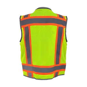 Customized Black Reflective Safety Vest Company Logo With Pockets Custom Color Fluorescent Visibility Work Class 2 Safety Vest