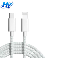 Kabel Braided PVC Jacket Tipe C ke L 20W PD Pengisian Cepat 480Mbps Transfer Data untuk Ponsel & Printer