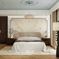Papier peint mural auto-adhésif en tissu moderne, broderie 3D, motif floral chinoiserie, taille personnalisée, chambre à coucher, salon