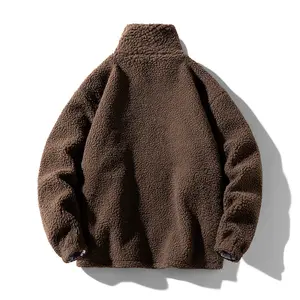 도매 사용자 정의 로고 남자 스탠드 스포츠 폴라 양털 니트 지퍼 재킷 겨울에 야외 폭격기 재킷