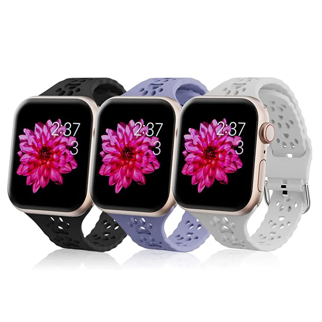 Suitable for new Apple Watch Apple Watch 8 generation cat paw print hollow silicone strap breathable strap