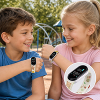 Montre numérique LED Kawaii pour enfants, bracelet en TPU imprimé de dessins animés, écran tactile, montre-bracelet électronique de sport pour garçons et filles, cadeau de Noël