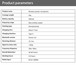 Récepteur sans fil 3 en 1 Double micro Lavalier Microphone sans fil pour Smart Phone Caméra d'ordinateur portable avec écouteur Minotoring - Product Image 5